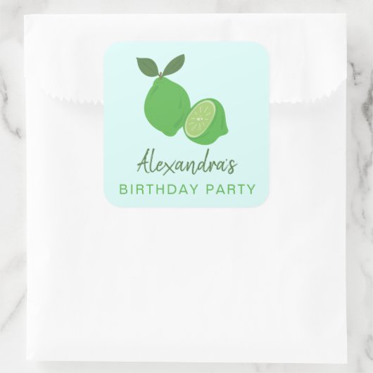 Elegant Green Limoen Party Vierkante Sticker (Tas)