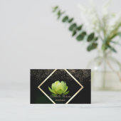 Elegant Green Lotus Confetti Visitekaartje (Staand voorkant)
