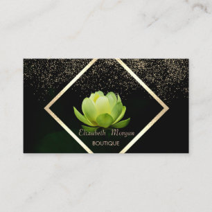 Elegant Green Lotus Confetti Visitekaartje