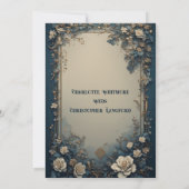 Elegant Green Luxurious White Roses Floral Wedding Kaart (Achterkant)