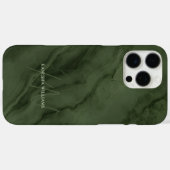 Elegant Green Marble Custom Name Monogrammed Case-Mate iPhone Case (Achterkant (horizontaal))