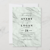 Elegant Green Marble & Glitter Wedding Invitation Kaart (Voorkant)