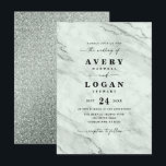 Elegant Green Marble & Glitter Wedding Invitation Kaart<br><div class="desc">Elegant Marble & Glitter in Green Wedding Invitations. Deze moderne huwelijksuitnodiging is prachtig gemaakt met subtiele zachte kleuren die perfect zijn voor elk seizoen. De verbrande Oranje kleurstrook van het kleurenpalet van de bruiloft in de Groene Kleur - Met faux glitter foil aderen en geldeerde details, en een prachtige doopvont...</div>