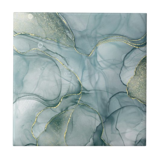 Elegant Green Marble Pattern Ceramic Tile Tegeltje (Voorkant)