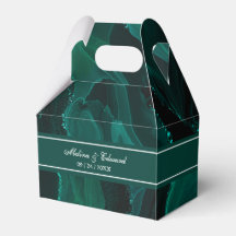 Elegant Green Marble Wedding Favor Box