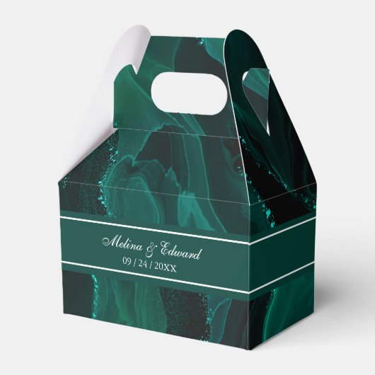 Elegant Green Marble Wedding Favor Box Bedankdoosjes (Voorkant Zijde)