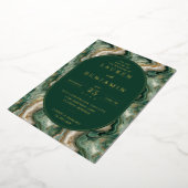 Elegant Green Marble Wedding Invitation Folie Uitnodiging (Gedraaid)