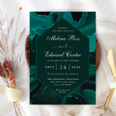 Elegant Green Marble Wedding Invitation Save The Date