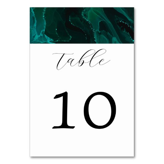 Elegant Green Marble Wedding Table Number Kaart (Achterkant)