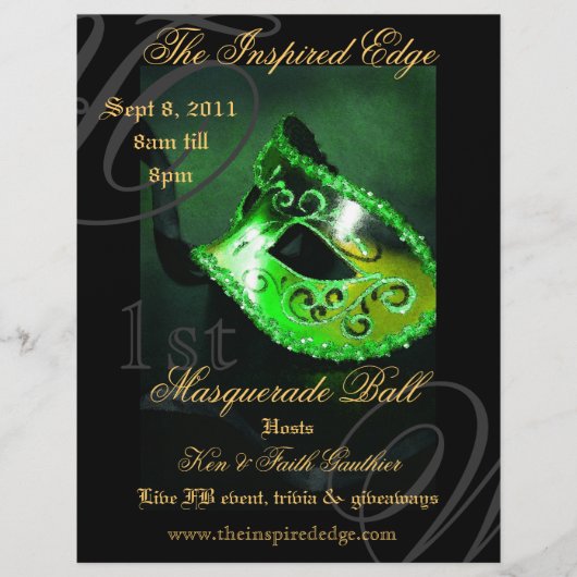 Elegant Green Masquerade Ball Party Event Flyer (Voorkant)