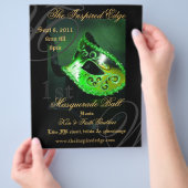 Elegant Green Masquerade Ball Party Event Flyer (Hand)