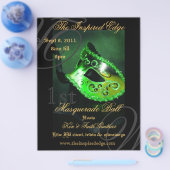 Elegant Green Masquerade Ball Party Event Flyer (Enkel)