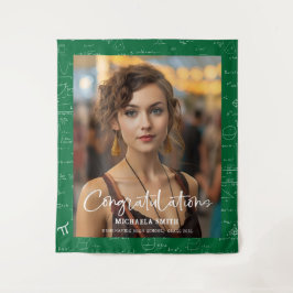 Elegant Green Math Congratulations Photo Graduate Wandkleed