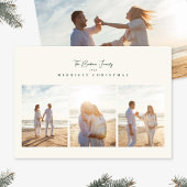 elegant green merriest christmas 3 photo collage feestdagenkaart