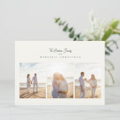 elegant green merriest christmas 3 photo collage feestdagenkaart (Staand voorkant)