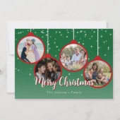 Elegant Green Merry Christmas 4 foto Feestdagenkaart (Voorkant)