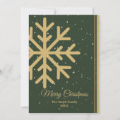 Elegant Green Merry Christmas Snowflake Flat Feestdagenkaart (Voorkant)