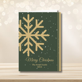 Elegant Green Merry Christmas Snowflake Folded Feestdagen Kaart