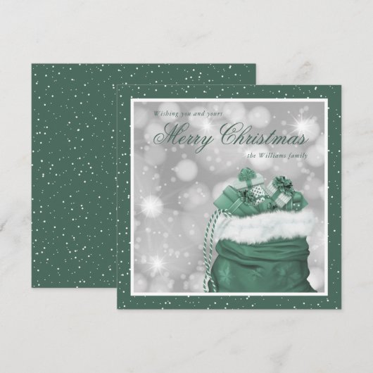 Elegant Green Merry-kerstfeestkaarten Feestdagenkaart (Voorkant / Achterkant)