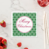 Elegant Green Merry Kerstkins Napkins Servet (Insitu)