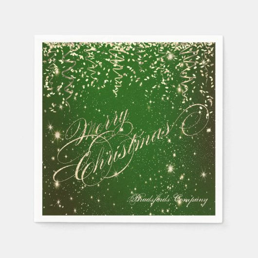 Elegant Green, Merry Kerstmis, Gold Confetti Servet (Voorkant)