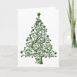 Elegant Green Metallic Kerstboom Kaart