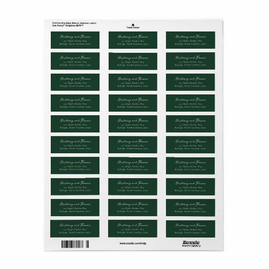 Elegant Green Minimalist Etiket (Full Sheet)