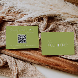 Elegant Green Minimalist QR Code Wedding RSVP Kaartje