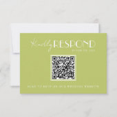 Elegant Green Minimalist QR Code Wedding RSVP Kaartje (Voorkant)