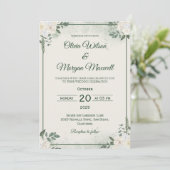 Elegant Green Minimalist Wedding Invitation Kaart (Staand voorkant)