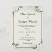 Elegant Green Minimalist Wedding Invitation Kaart (Voorkant / Achterkant)