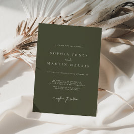 Elegant Green Minimalist Wedding Invitation Kaart