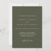 Elegant Green Minimalist Wedding Invitation Kaart (Voorkant)