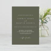Elegant Green Minimalist Wedding Invitation Kaart (Staand voorkant)