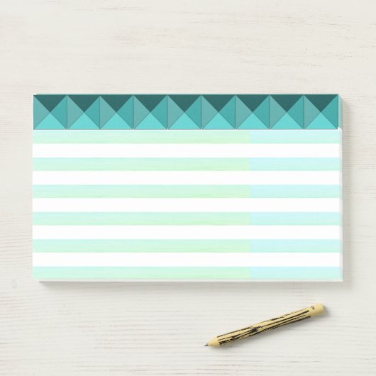 Elegant Green Mint Pyramide Shapes & Stripes Post-it® Notes (Op bureau)