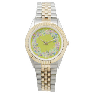 Elegant Green Modern Floral Women's Watch Horloge
