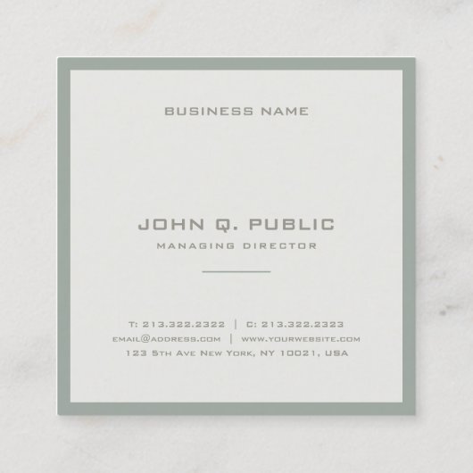 Elegant Green Modern Smart Design Sjabloon Vierkante Visitekaartje (Achterkant)