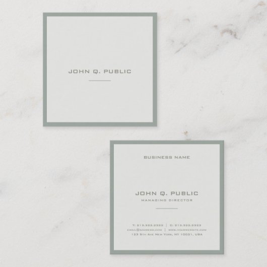 Elegant Green Modern Smart Design Sjabloon Vierkante Visitekaartje (Voorkant / Achterkant)