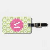 Elegant Green Modern Trellis Personalized Bagagelabel (Voorkant horizontaal)