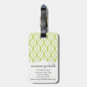 Elegant Green Modern Trellis Personalized Bagagelabel (Achterkant verticaal)