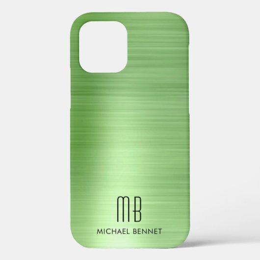 Elegant Green Monogram Case-Mate iPhone Case (Achterkant)