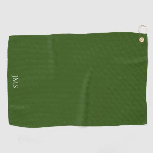 Elegant Green Monogram Golfhanddoek (Horizontaal)