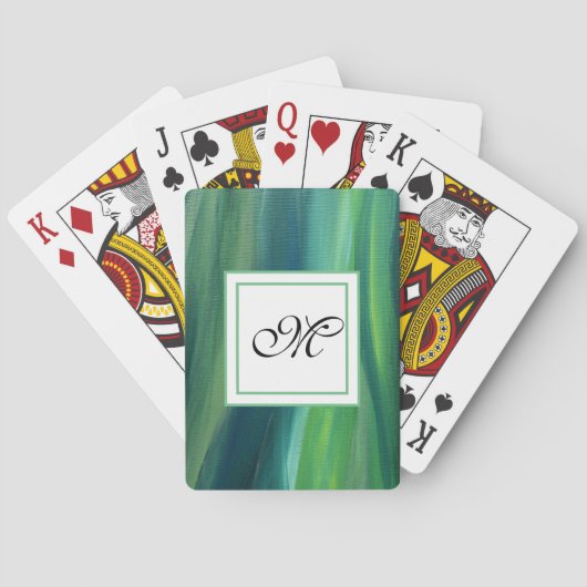 Elegant Green Monogram lassic Spellingkaarten Pokerkaarten (Achterkant)