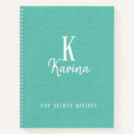 Elegant green monogram script name recept notitieboek