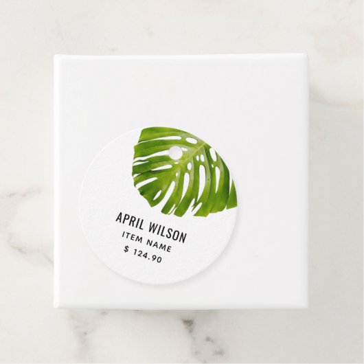ELEGANT GREEN MONSTERA LEAF FOLIAGE PRICE BEDANKJES LABELS (In situ)