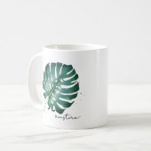 Elegant Green Monstera Leaf Plant Lovers Koffiemok (Voorkant links)