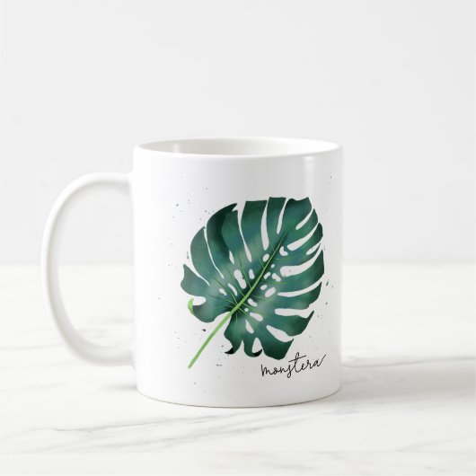 Elegant Green Monstera Leaf Plant Lovers Koffiemok (Links)