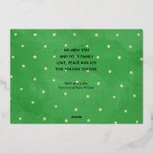 Elegant Green Multi Photo Joyful Silver Folie Feestdagenkaart (Achterkant)