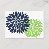 Elegant Green Navy Floral Burst Reception Kaarten (Achterkant)