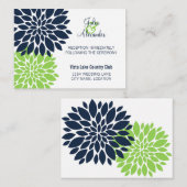 Elegant Green Navy Floral Burst Reception Kaarten (Voorkant / Achterkant)